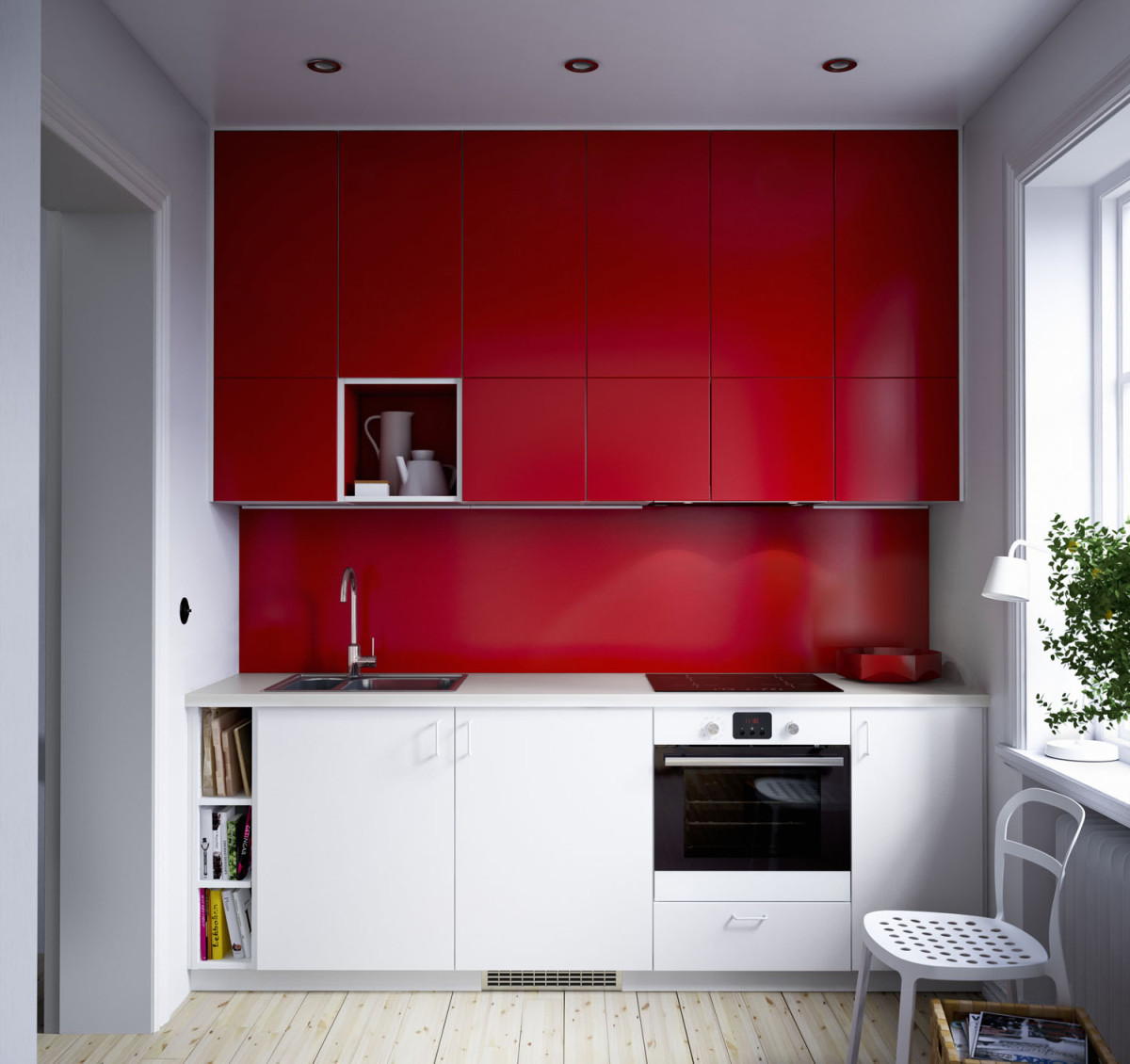 Nástěnný panel Fastbo z vysokotlakového melaminového laminátu je vhodný na stěnu za pracovní i varnou desku, kromě plynové. Odolává teplu, vodě, mastnotě a špíně. V nabídce je v černé, červené a bílé barvě, hladký nebo se vzorem obkladaček, rozměry 60 × 50 cm. (foto: IKEA)