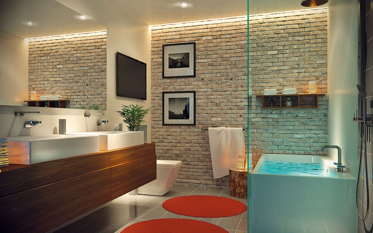 Zařízení koupelny v návrhu cílí na milovníky moderního designu. FOTO EKONOMICKÉ STAVB