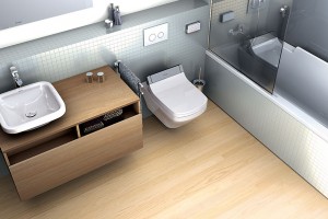 Spojením toalety bez okrajů a sedátka SensoWash od společnosti Duravit vzniká sprchovací WC SensoWash Starck C, jehož tvar navrhl designér Philippe Starck.