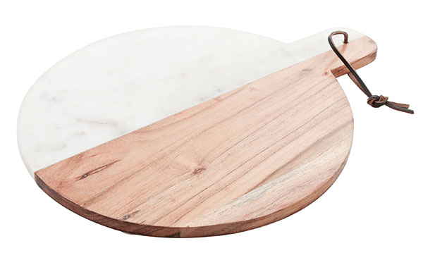 Prkénko Master Class, bílý mramor a mangové dřevo, od Kitchen Craft, 50 x 2 x 40 cm, 1 989 Kč, www.bonami.cz