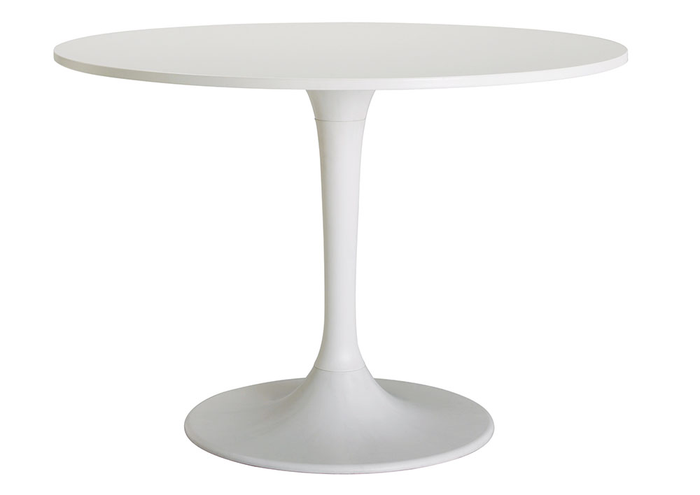 Stůl Docksta, výška 75 cm, průměr 105 cm, dřevovláknitá deska, akrylová barva, 3 990 Kč, IKEA