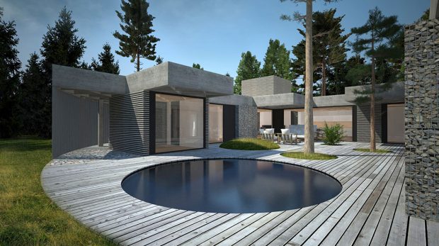 Rodinný dům v osadě Kersko, soutěžící hipposdesign; Vítěz odborné poroty v kategorii Moderní dřevostavby – návrhy