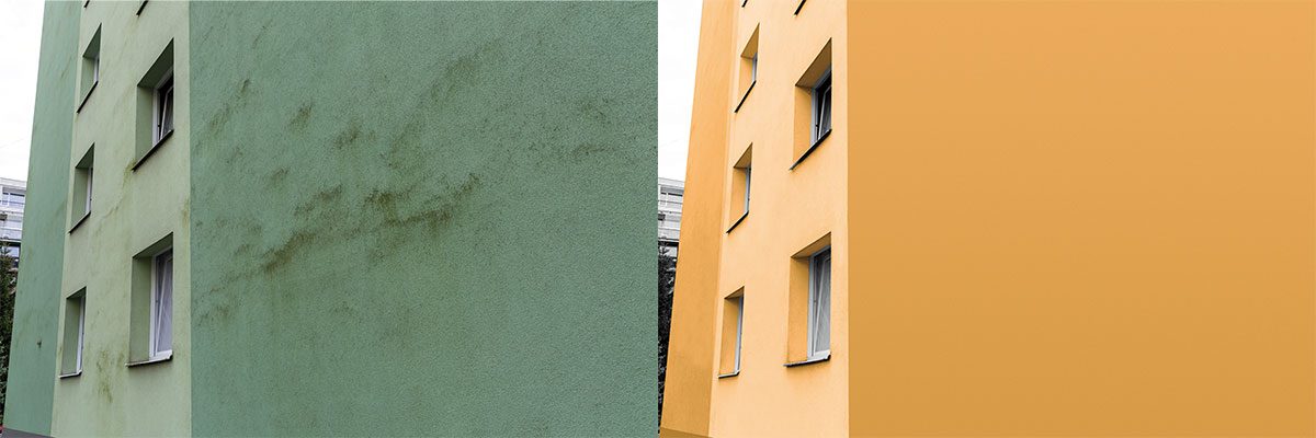 fasáda před obnovou a po