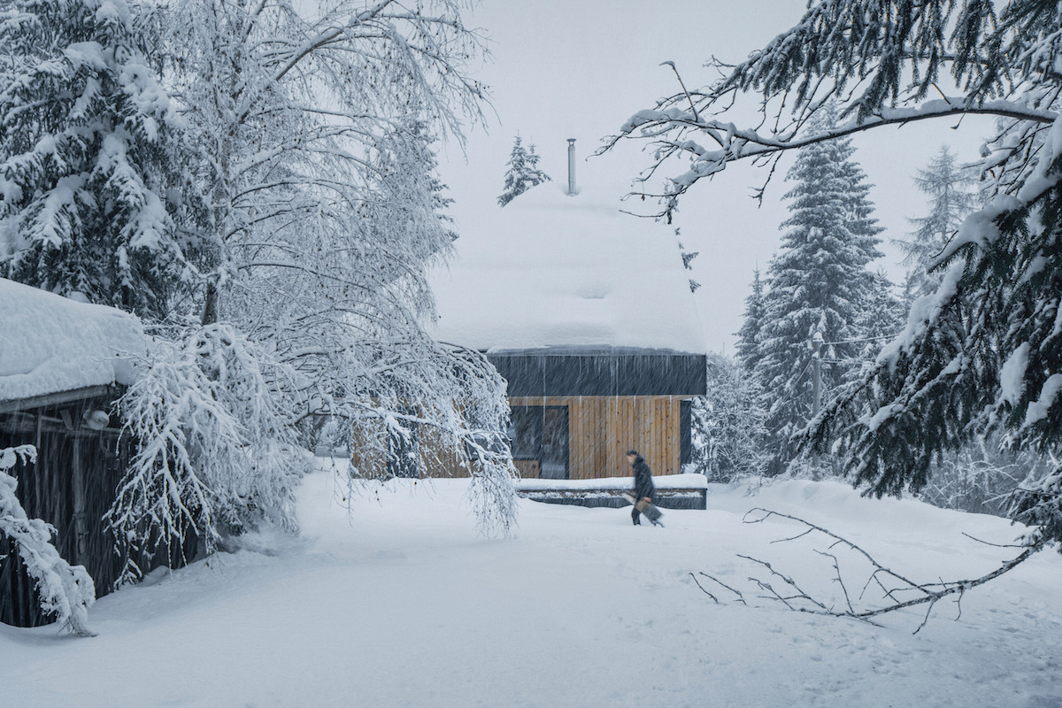 Víkendový dům v zimě