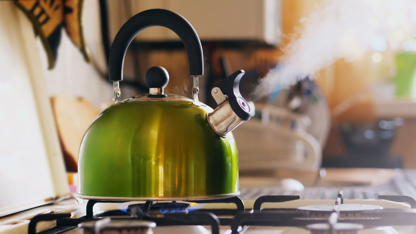 Kettle Boiling On a Gas Stove