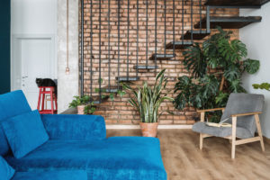 Upholstered furniture in luxury loft duplex flat