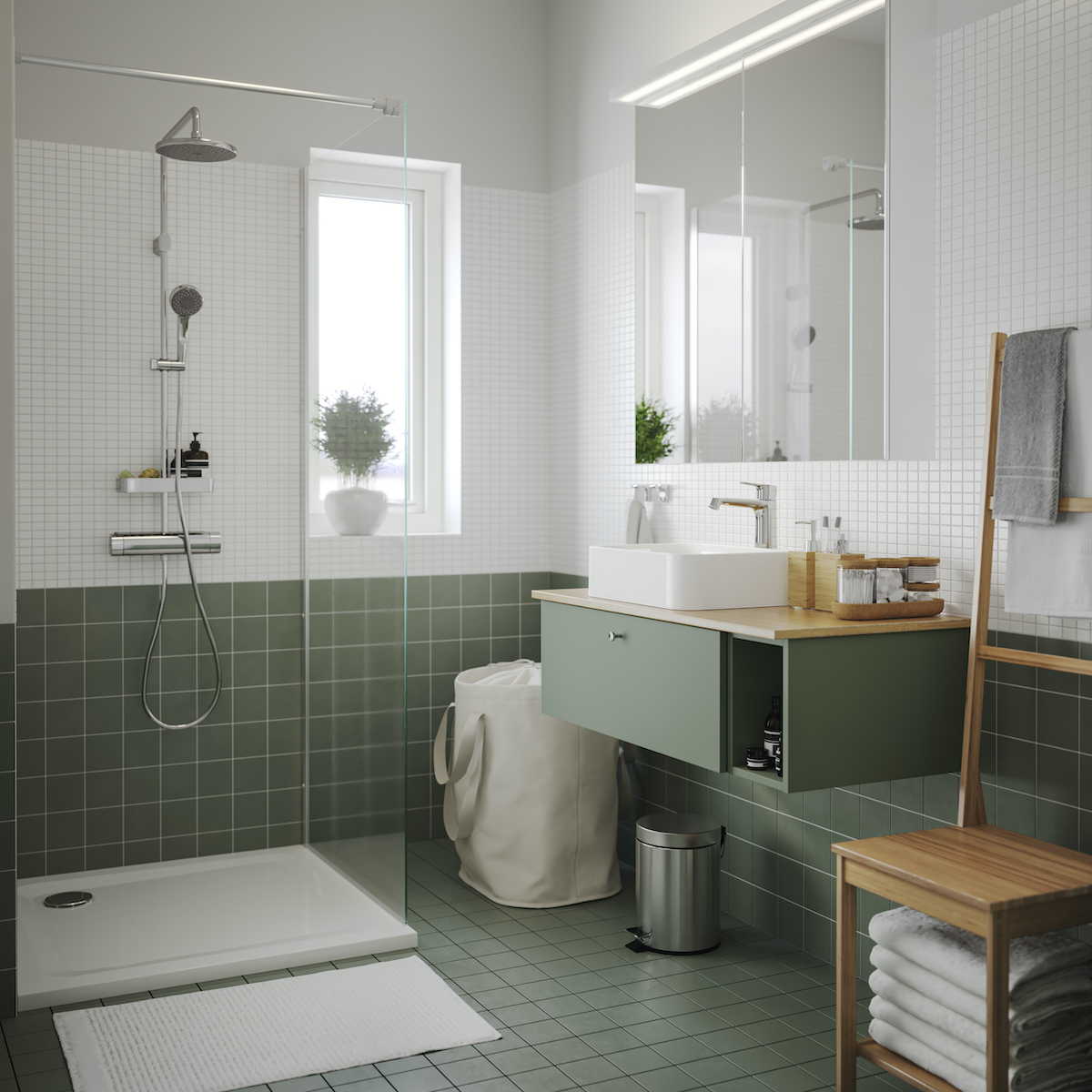 Moderní koupelna s designovým koutem s umyvadlem