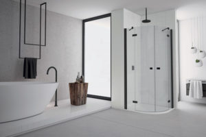 Moderní sprchový kout v bílé a černé