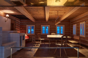 Kuchyň s jídelní částí - Denní prostor s kuchyní a obývacím pokojem - Skleněná chalupa v Kořenově