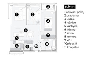 Návrh dispozice - Městský byt v Bratislavě