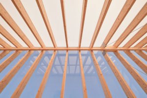 Dřevěná konstrukce prosklené střechy - Skleněný dům v Německu
