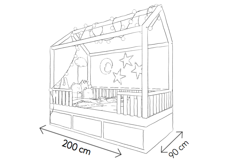 Schéma domečkové postele
