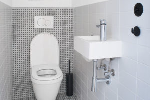 Toaleta - Byt se zelenou stěnou v Praze