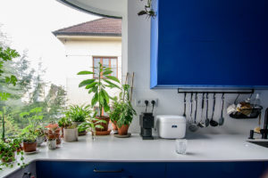 Ohýbané sklo v kuchyni - Třípodlažní dům v Českých Budějovicích