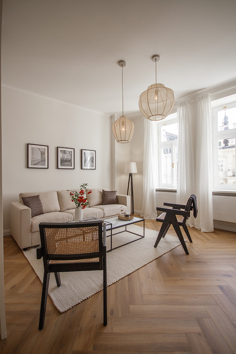 Obývací pokoj - Rekonstrukce historického bytu v Karlových Varech