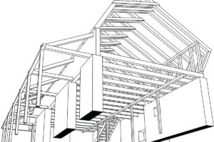 Konstrukční schéma - Atypický rodinný dům v Šamoríne