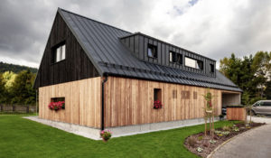Dřevostavba s černou střechou - Moderní dřevostavba