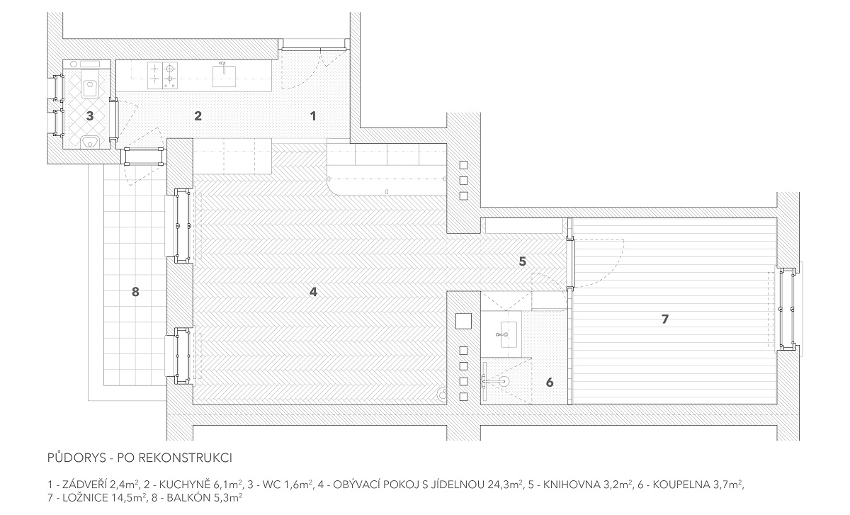 Půdorys po rekonstrukci