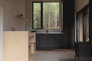 kuchyně s výhledem na les