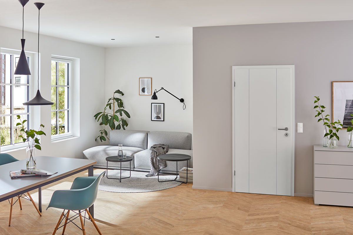 Interiérové dveře v moderním designu Groove, lakované křídlo s vyfrézovanými drážkami