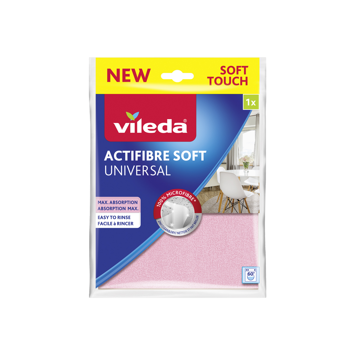 Vileda Actifibre Soft univerzální mikrohadřík – balení 1 ks, Soft Touch.