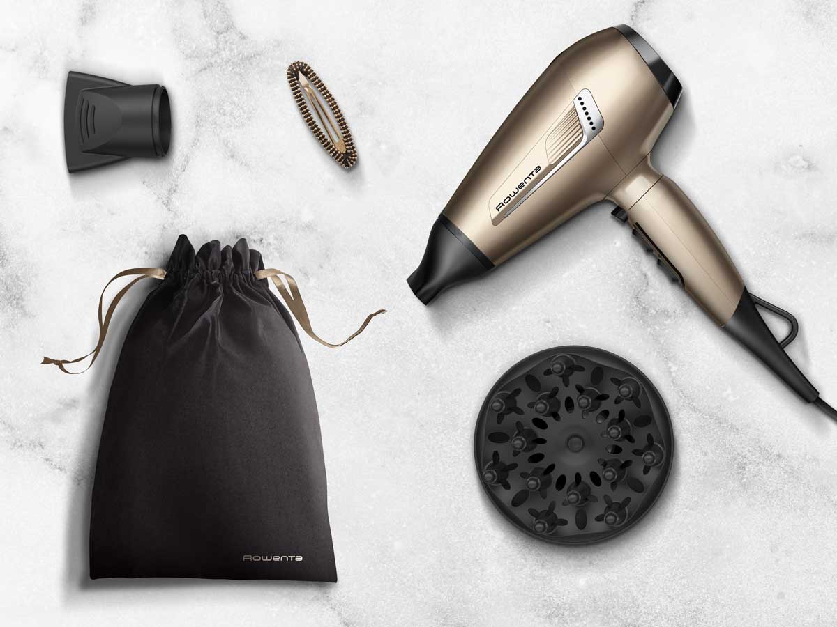 1× Fén na vlasy Stylový zlatý fén na vlasy z kolekce Rowenta Tresor s rychlostí vzduchu 126 km/h, ROWENTA