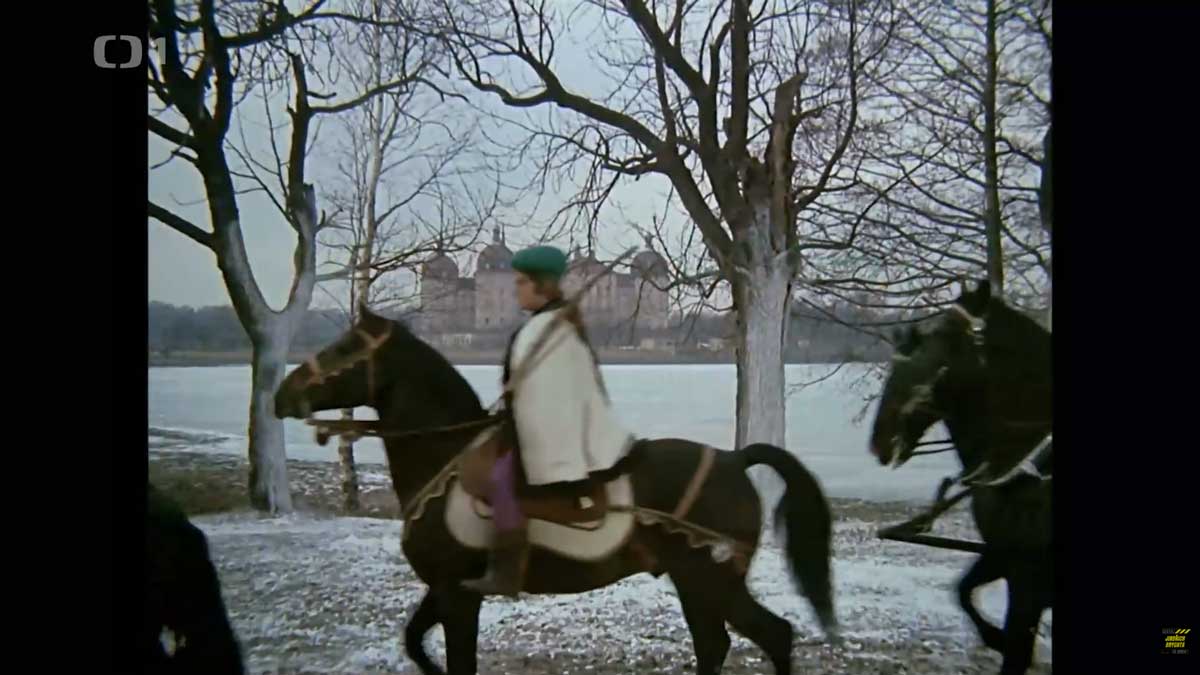 Zimní krajina u zámku Moritzburg ve filmu