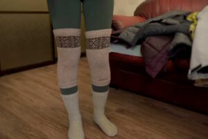 Vlněné kolenačky pomáhají obyvatelům Jakutska chránit klouby před mrazem.
