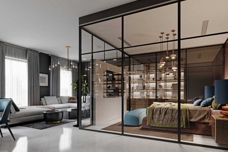 Špionážní zrcadlo v interiéru na oddělení ložnice