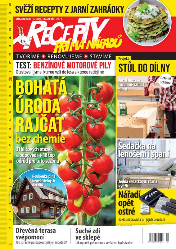 Titulka časopisu Recepty príma nápadů 1/2026
