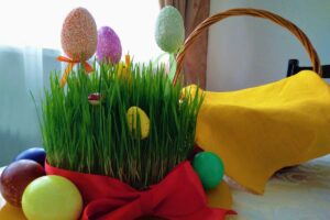 Velikonoční osení z pšenice nebo ječmene jako jarní dekorace na sváteční stůl