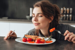 Woman-Eating-Salmon
