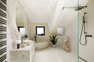V patře jsou i dvě nové koupelny Dorint s prvky od Design Bath.