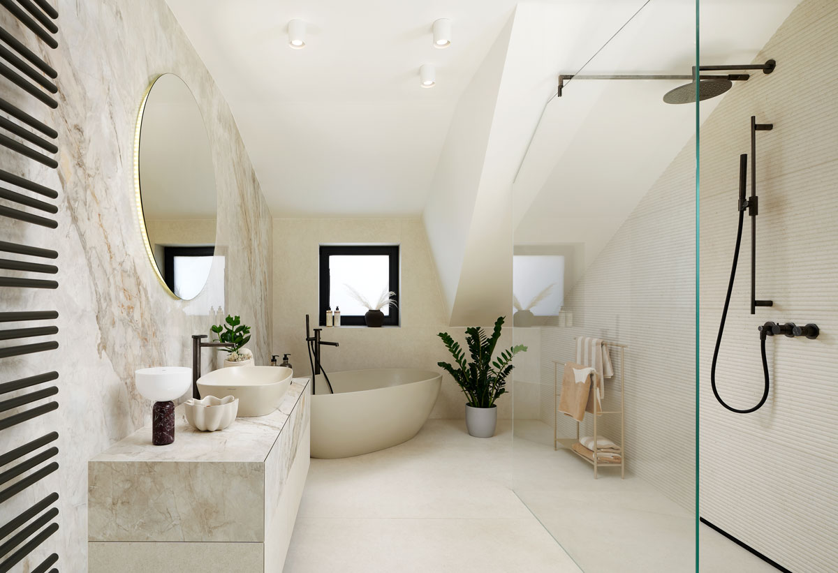 V patře jsou i dvě nové koupelny Dorint s prvky od Design Bath.
