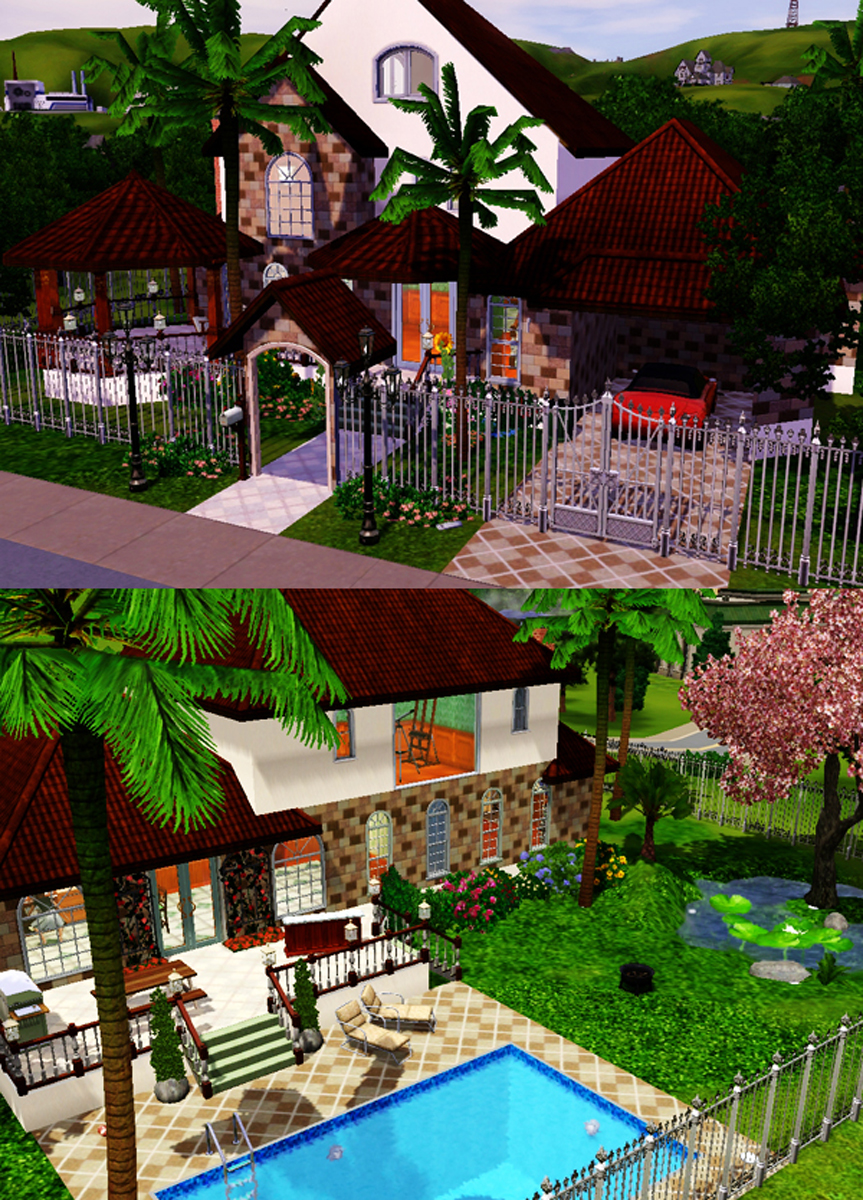 Luxusní vila vytvořená ve hře The Sims ukazuje, jak hráči postupně proměňovali jednoduché domy v propracovaná sídla s bazény, zahradami a terasami.