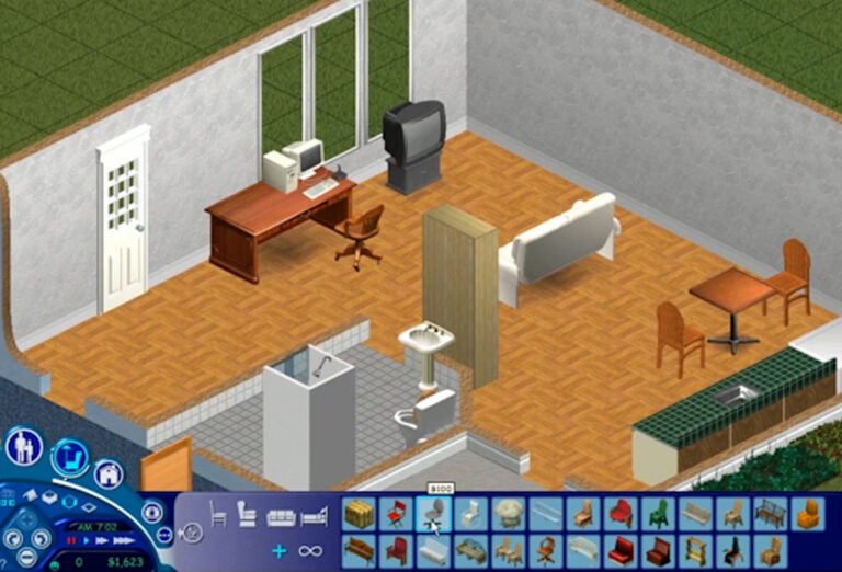 Režim zařizování interiéru v The Sims umožňoval vybavit dům nábytkem a vytvořit vlastní dispozici místností.
